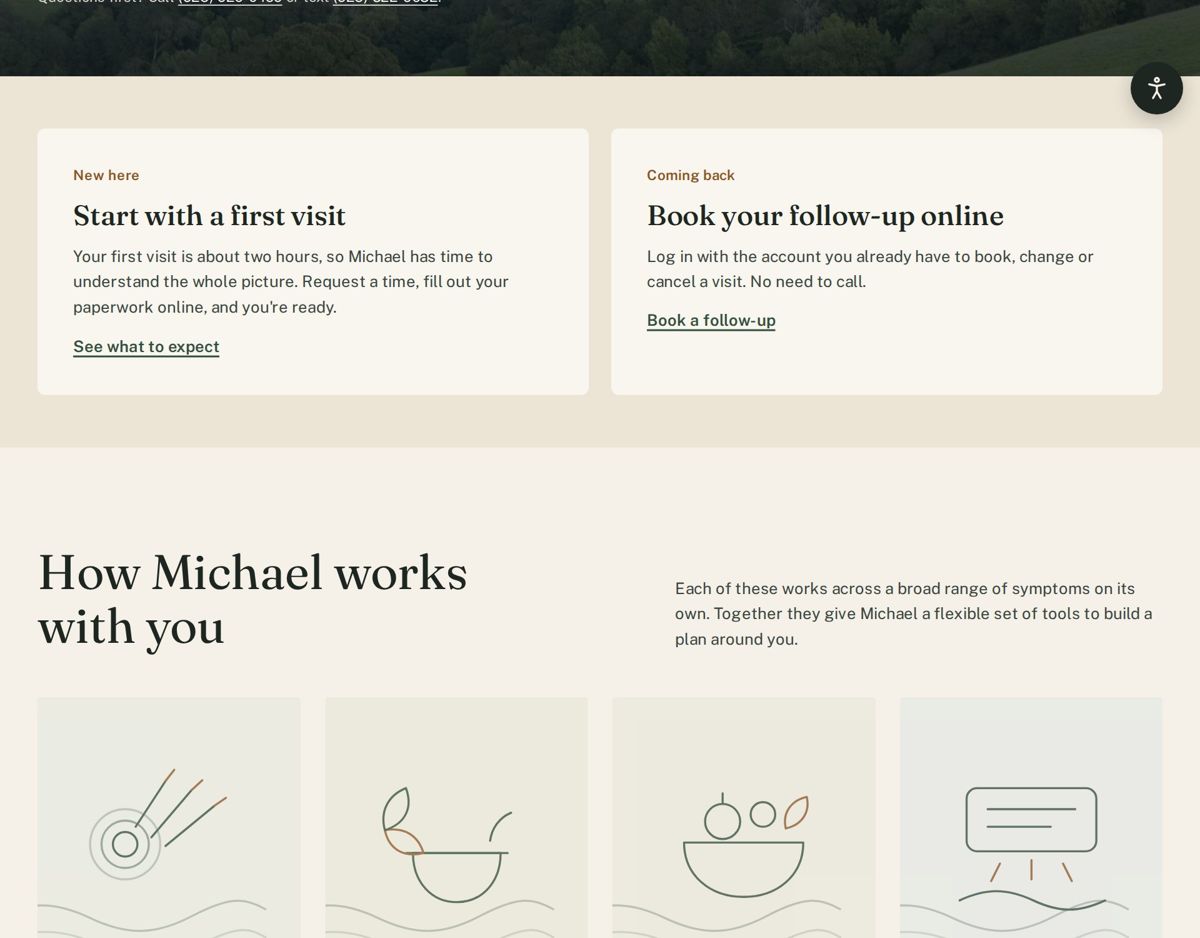 Two cards and a services row in the default palette.